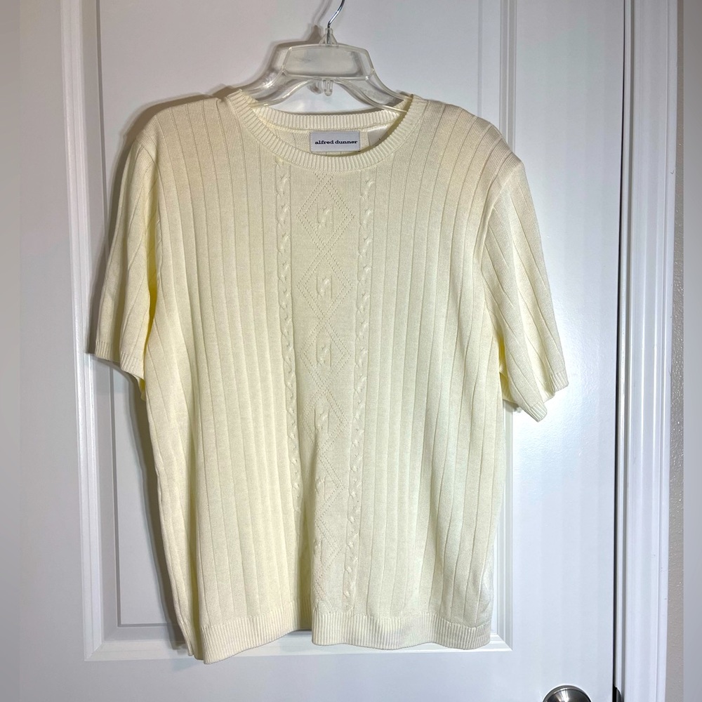 Vintage cream light weight size large sweater with shoulder pads.